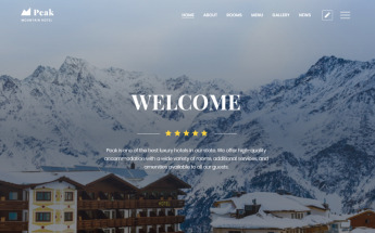 "Peak - Hotels One Page Clean HTML" Responsive Landingspagina Template №77088