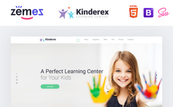 Responsywny szablon Landing Page Kinderex - Kids Learning Center Clean HTML5 #78185