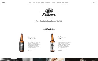 "Foam - Beer Pub ECommerce One Page Modern Elementor" 响应式WooCommerce模板 #78225