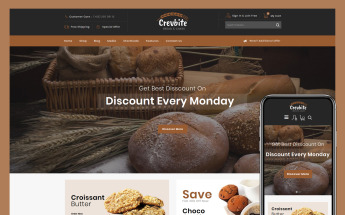 Reszponzív Crevbite - Bakery & Chocolate Store WooCommerce sablon 79584