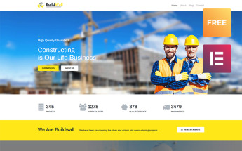 "BuildWall Lite - Construction Company Elementor WordPress Theme" - адаптивний WordPress шаблон №79737