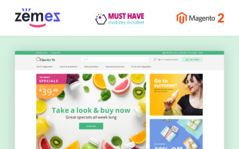 Responsivt Obveris - Clean Grocery eCommerce Store Magento-tema #83332