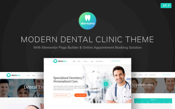 "Dentora - Dental Clinic Elementor" Responsive WordPress thema №84026