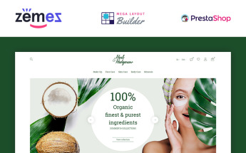 "Herb and Hedgerow - Organic Cosmetics Store Bootstrap Clean Ecommerce" thème PrestaShop adaptatif #84942