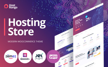 WooCommerce Theme namens "Host Rongo - Hosting Store ECommerce Modern Elementor" #85122