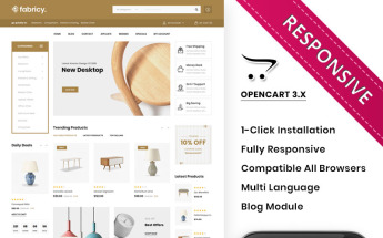 "Fabricy - The Mega Furniture Shop" Responsive OpenCart Template №85283