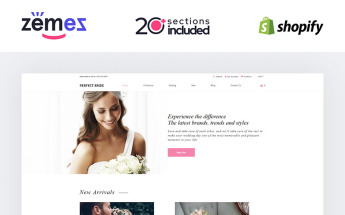 Shopify Theme namens "Perfect Bride - Wedding Salon" #85225