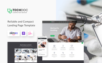 Landing Page Template namens "TechDoc - Computer Repair Modern HTML" #85384