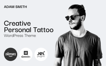 Tema WordPress Responsive #85356 "Adam Smith - Creative Personal Tattoo Pro"