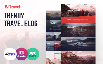 Responsive ITravel - Trendy Travel Blog Website Template for Elementor builder Wordpress #85752