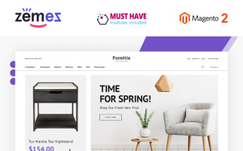 Responsivt Furnitia - Magento Furniture Store Theme Magento-tema #87251