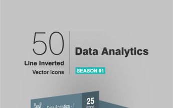 50 Data Analytics Line Inverted Iconset Template