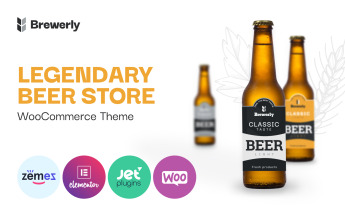 "Brewerly - Engaging And Multifunctional Beer Shop Template" 响应式WooCommerce模板 #92130
