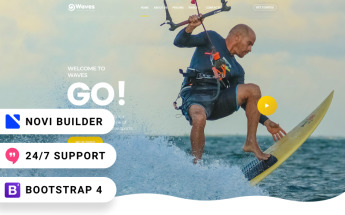 Website Vorlage namens "Waves - Novi Builder Wakeboarding Club" #92172