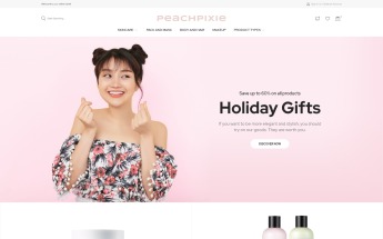 Reszponzív PeachPixie - Korean Cosmetics Website Design Magento sablon 93035
