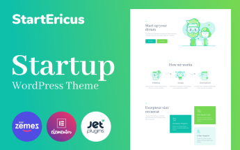 Responsywny motyw WordPress StartEricus - Clean and Minimalistic Startup Landing Page #93491