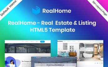 "RealHome - Listing & Real Estate HTML5 Bootstrap" Responsive Website template №95094