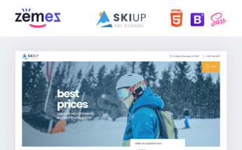 Template Siti Web Responsive #98665 "SkiUp - Responsive Ski School"