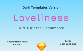 Loveliness - UI/UX Dark version E-commerce Set for iPhone X Sketch Template