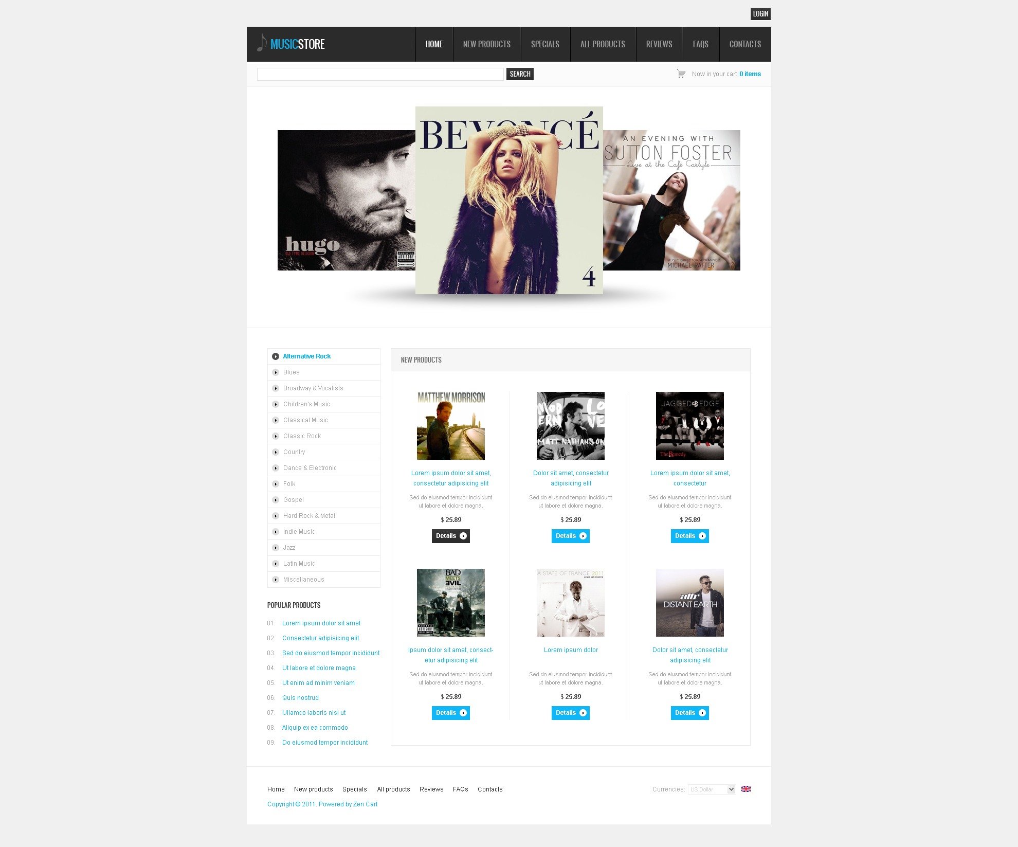 ZenCart Vorlage für Musikshop #34673 - Screenshot