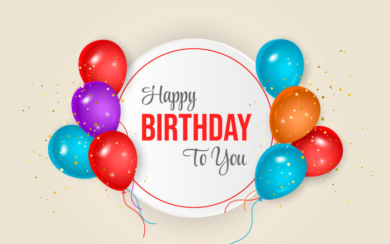 Birthday balloons banner design Happy birthday greeting text idea Illustration