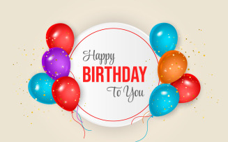 Birthday balloons banner design Happy birthday greeting text idea