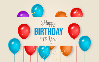 Birthday balloons banner Vector design Happy birthday greeting text