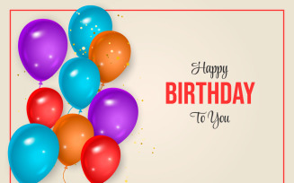 Birthday wish card balloons banner design Happy birthday greeting text