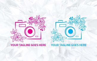 Camera logo Design with Flower - Brand Identity