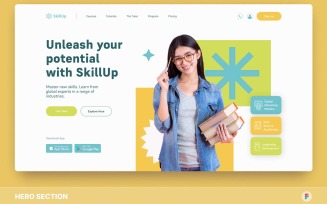 SkillUp - E-Learning Hero Section Figma Template