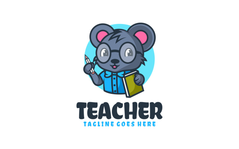 Teacher Mouse Mascot Cartoon Logo Logo Template