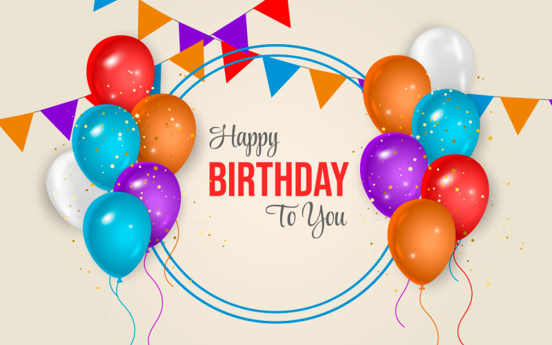 Vector Birthday balloons banner design Happy birthday greeting idea Illustration