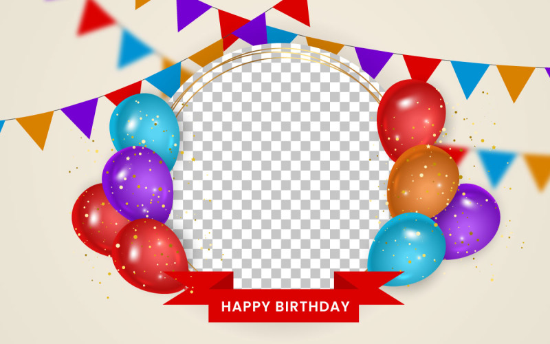 Vector Birthday balloons banner design Happy birthday greeting text concept Illustration