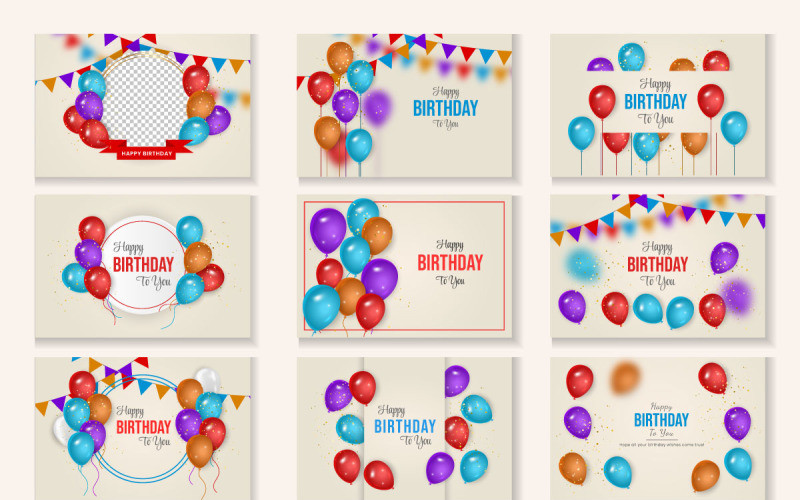 Vector Birthday wish banner bundle design Happy birthday greeting text Illustration