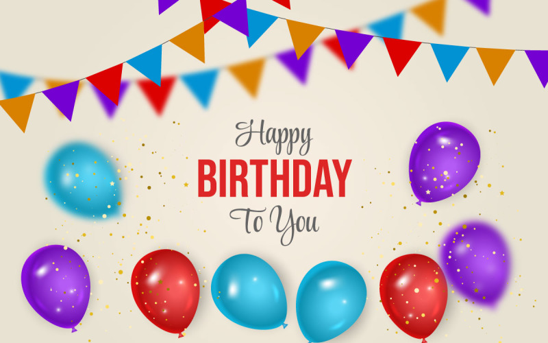 Vector Birthday wish card banner design Happy birthday greeting text Illustration