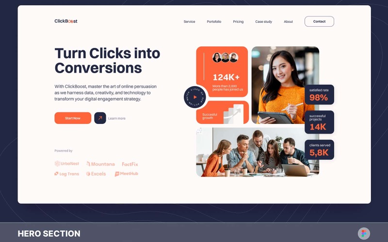 ClickBoost - Digital Marketing Hero Section Figma Template UI Element
