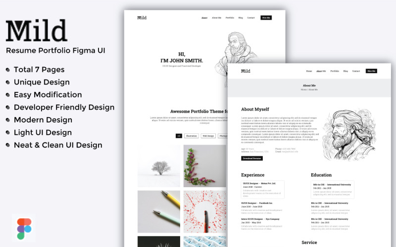 Mild - Resume Portfolio Figma UI Design UI Element