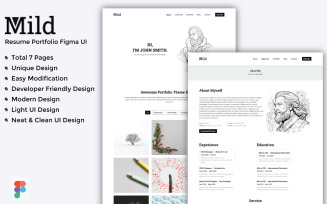 Mild - Resume Portfolio Figma UI Design