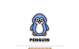 Penguin cartoon design template logo
