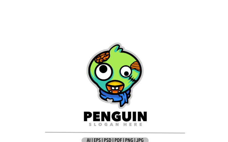 Penguin zombie cartoon mascot logo Logo Template