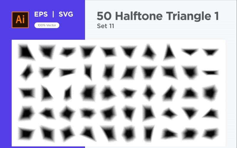 Triangle shape halftone background V1-50-11 Vector Graphic