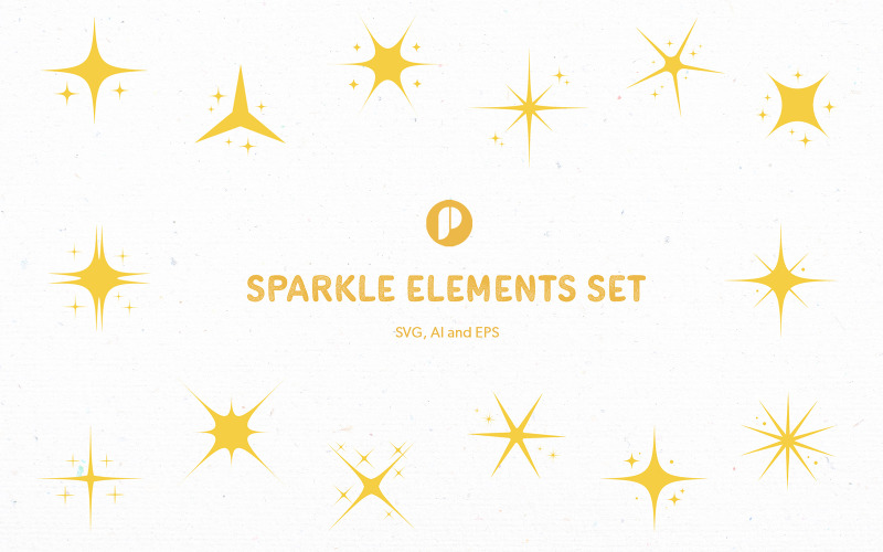 Yellow Sparkle Elements Set Illustration