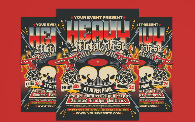 Heavy Metal Music Flyer Template Corporate Identity