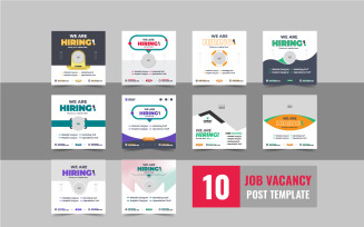 We Are Hiring Job Vacancy Social Media Post template design Bundle