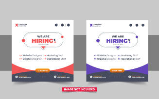 We Are Hiring Job Vacancy Social Media Post template design vector