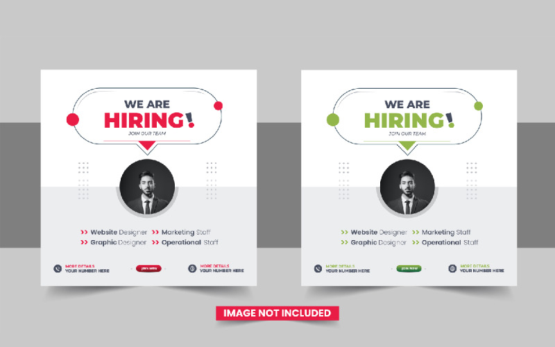 We Are Hiring Job Vacancy Social Media Post template design Corporate Identity