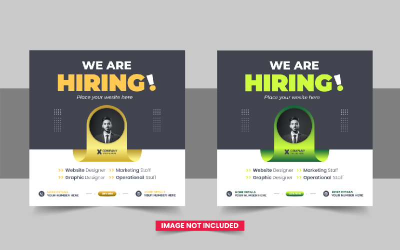 We Are Hiring Job Vacancy Social Media Post template Layout Corporate Identity