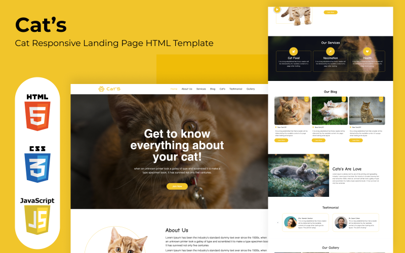 Cat's Responsive Landing Page HTML Templates Landing Page Template