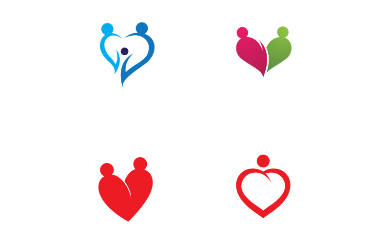 Love heart family logo support template v21 Logo Template