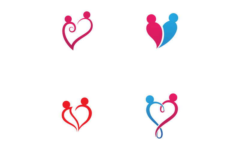 Love heart family logo support template v23 Logo Template